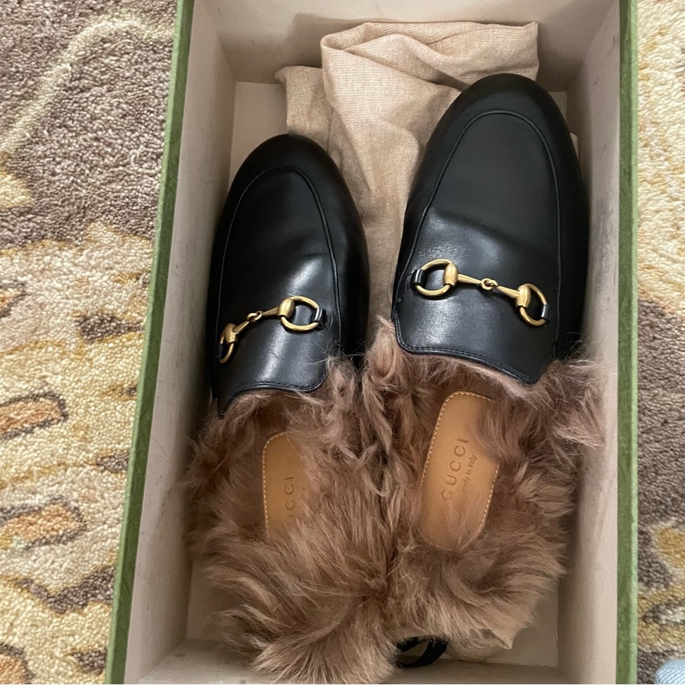 Gucci Princetown Fur Loafers - Picture 6 of 11